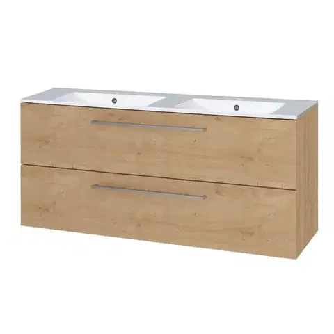 Kúpeľňový nábytok Mereo Bino, kúpeľňová skrinka s keramickým umývadlom 121 cm, dub Arlington CN623