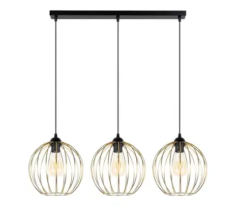 Svietidlá  Luster na lanku MATT 3xE27/60W/230V čierna/zlatá 0860