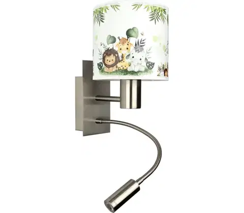 Svietidlá BRILAGI - LED flexibilná lampa BOBO 1xE27/25W/230V + LED/3W m. chróm/biela/zelená/džungľa BG1556+BG5588