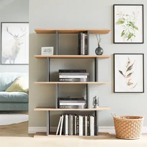Knižnice Knižnica Harmon - Oak, Anthracite