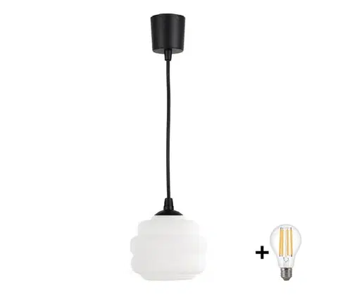 Svietidlá BRILAGI - LED luster na lanku RETRO GLASS 1xE27/60W/230V pr. 20 cm čierna/biela NSTK7639+TK6439A