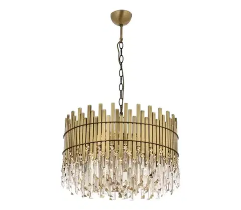 Svietidlá  Luster na reťazi CRYSTALLINE, 8xE27/40W/230V, priemer 60 cm, mosadz 301AUR1164