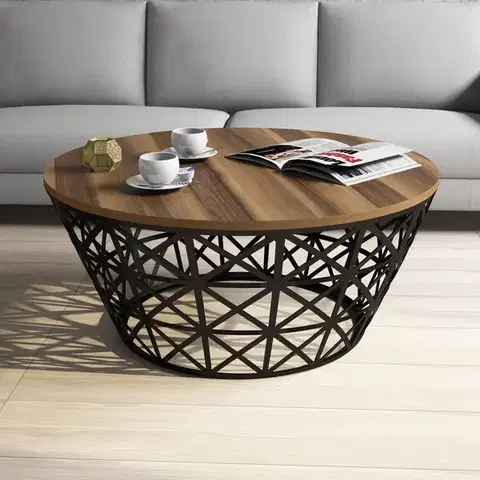 Konferenčné stolíky Konferenčný stolík Stil Metal Ferforje - Walnut