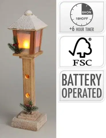 Ostatné vianočné dekorácie Kinekus Dekorácia lampa LED 52 cm s časovačom drevo