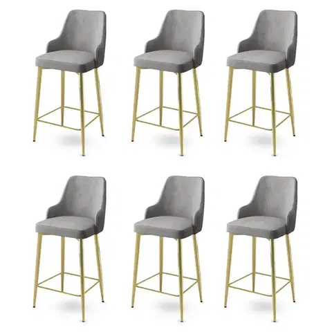 Barové stoličky Bar Stool Set (6 Pieces) Enox - Grey, Gold