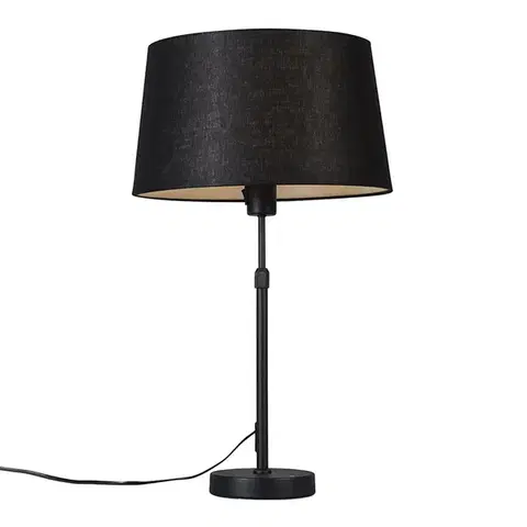 Stolné lampy Stolná lampa čierna s tienidlom čiernym 35 cm nastaviteľná - Parte