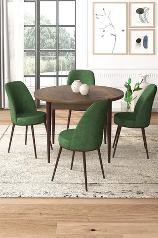 Jedálenské sety Dining Table & Chairs Set (5 Pieces) Tor - Baroque, Khaki
