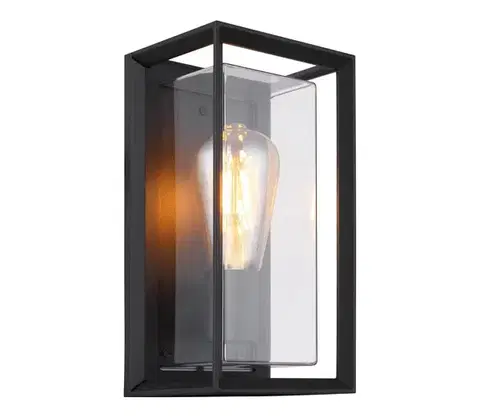 Svietidlá Globo 31982S - Vonkajšie nástenné svietidlo LOGANA 1xE27/60W/230V IP44 čierna 31982S