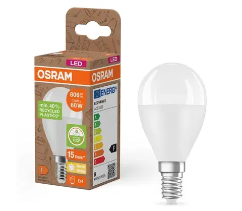 Žiarovky LED žiarovka z recyklovaného plastu P45 E14/7,5W/230V 2700K - Osram 4058075832121