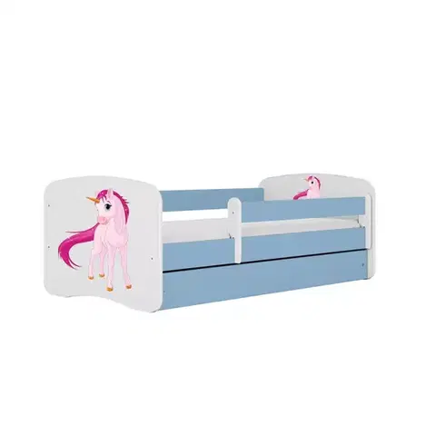 Postele pre dievčatá Detská Posteľ. Babydreams+Sz+M Modrá 80x180 Jednorožec