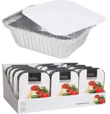 Grilovacie náradie Kinekus Miska / podnos hranatá grilovacia/na pečenie s vekom ALU 12x14,5x5 cm, sada 10 ks