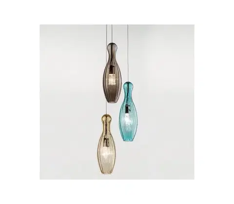 Svietidlá SIRU- Luster na lanku BIRILLO 3xE14/40W/230V hnedá/tyrkysová/béžová benátske sklo LS631-040ABR-TOR-VER