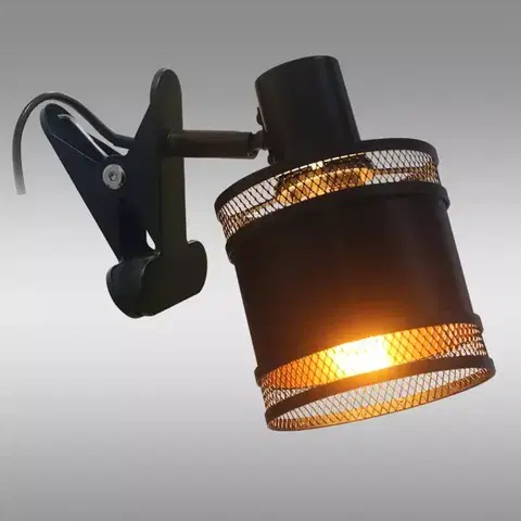 Lampy do obývačky Lampa s klipom METALOPIK 49032 čierna/zlatá K1