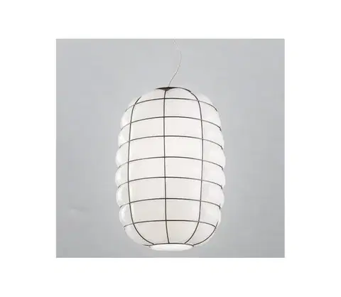 Svietidlá SIRU - Luster na lanku LANTERNA 1xE27/60W/230V pr. 32 cm čierna/biela benátske sklo MS438-030BLL