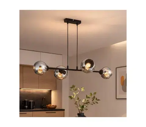 Svietidlá BRILAGI - Závesný luster na lanku DIOR 4xE27/60W/230V čierna/dymová sivá 59-023B