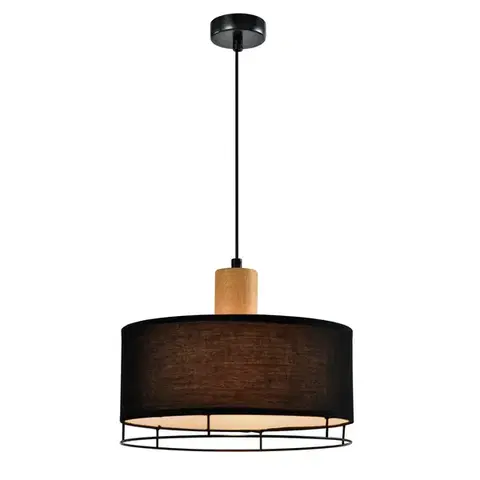Stropná svetla Stropná lampa Ardi čierna s dreveným tienidlom 1x40W E27 čierne
