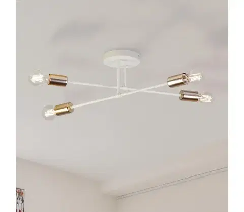 Svietidlá  Prisadený luster CAMBRIDGE 4xE27/15W/230V mosadz/biela W-2022/4 SAND+GO MAT