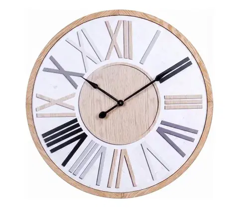 Predlžovacie káble Eurolamp Nástenné hodiny, napájanie 1× AA, priemer 50 cm, biela/bežová 753-13023