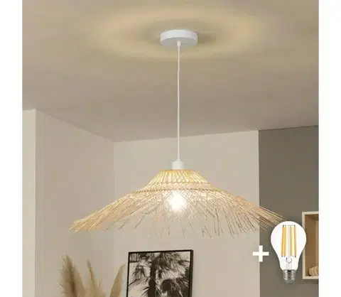 Svietidlá BRILAGI - Závesný LED luster na lane CERIA BOHO 1xE27/40W/230V, priemer 70 cm, bambus EG300171+EG781124
