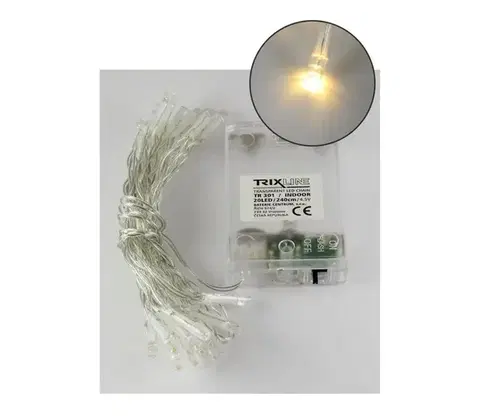 Vianočné dekorácie  LED  reťaz 20xLED/2 funkcie 2,4m teplá biela P493