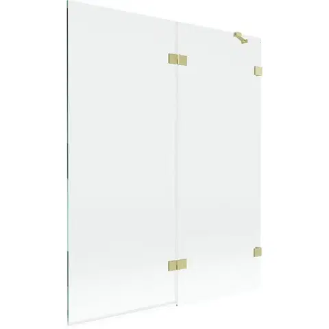 Sprchové dvere MEXEN/S - Lunar vaňová zástena 2-krídlová pravá 140 x 150, transparent, zlatá kartáčovaná 897-140-100-55-00-P