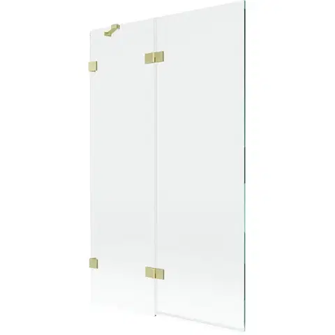 Sprchové dvere MEXEN/S - Lunar vaňová zástena 2-krídlová ľavá 110 x 150, transparent, zlatá kartáčovaná 897-110-100-55-00-L