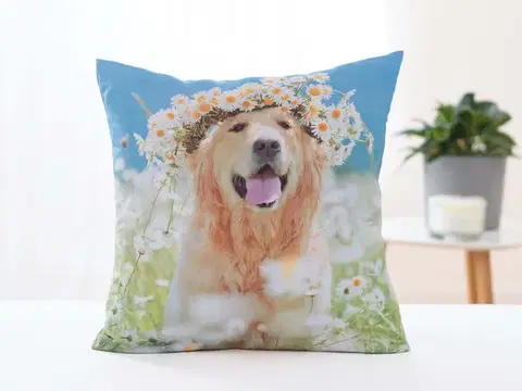 Dekoračné obliečky Carbotex Obliečka na vankúš 40 × 40 cm - Zlatý Retríver Amálka-  -