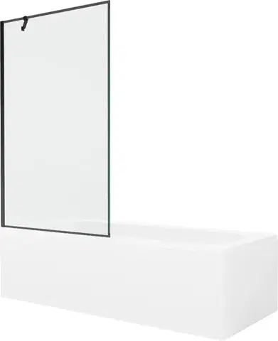 Sprchové dvere MEXEN/S - Vega obdĺžniková vaňa 180 x 80 cm s panelom + vaňová zástena 100, čierna vzor 550118080X9510007070