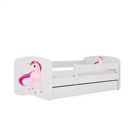 Postele pre dievčatá Detská Posteľ. Babydreams+Sz+M Biely 80x160 Jednorožec