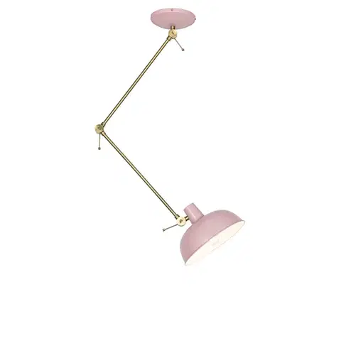 Stropné osvetlenie Retro stropné svietidlo ružové s bronzom - Milou