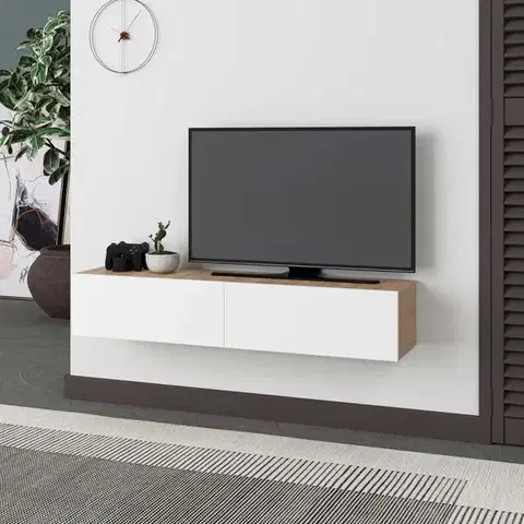 TV stolíky TV stolík Francy 135 - Sapphire Oak, White