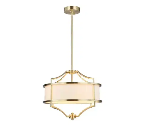 Svietidlá Open Design OR80926 - Závesné svietidlo na tyči STESSO 4xE27/15W/230V, priemer 42 cm, mosadz/biela OR80926