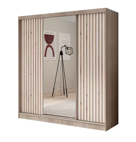 Šatníkové skrine ArtAdrk Šatníková skriňa IDA | dub sonoma / biela 200 cm