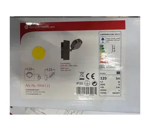 Svietidlá Lampenwelt - LED Nástenné svietidlo PABLOS LED/4,2W/230V 4251096534962