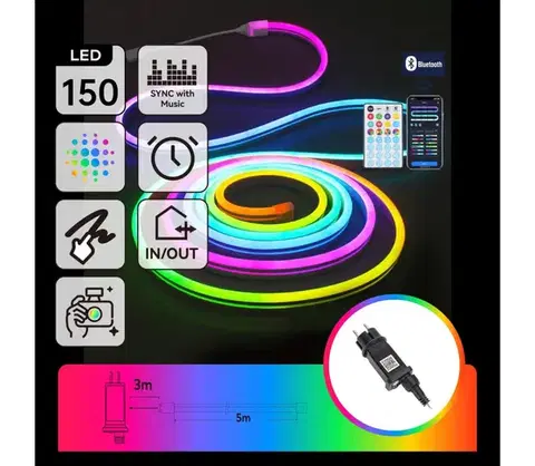 LED osvetlenie  B.V.  - LED RGBICW vonkajší svetelný reťazec 150xLED/10W/230V 5m IP44 + diaľkové ovládanie S104033U4