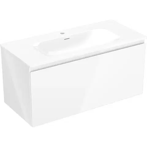 Kúpeľňový nábytok MEXEN/S - Orio kúpeľňová skrinka 100 cm s umývadlom Vela, 1 šuplík, biela lesk 91A10-10047-1-BF00-W23M00