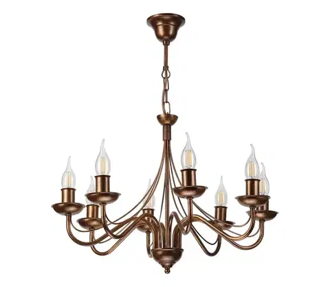 Svietidlá  Luster na retiazke ANTON 8xE14/60W/230V bronzový LM-8.294/BRĄZ