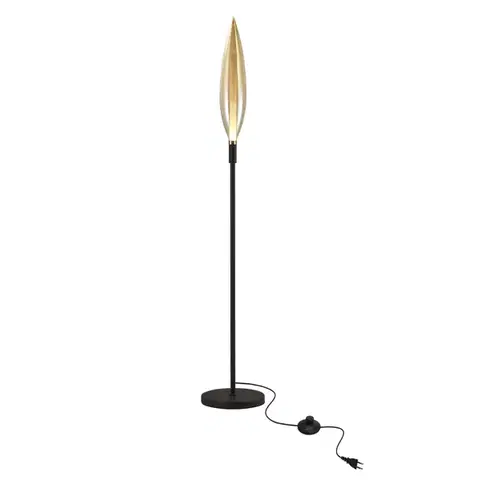 Stojacie lampy Lampa podłogowa Nordic szklana z bursztynowym kloszem czarna metalowa stojąca