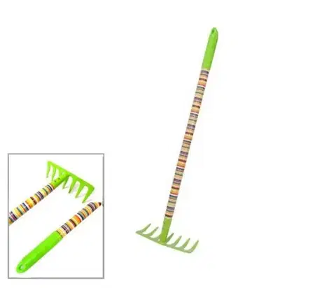 Detské náradie a nástroje Kinekus Hrable detské kovové 7-zubové, farebné pruhy, dĺžka 63cm