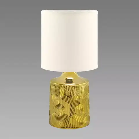 Lampy do obývačky Stolná lampa Linda E14 zlatá/biela03786