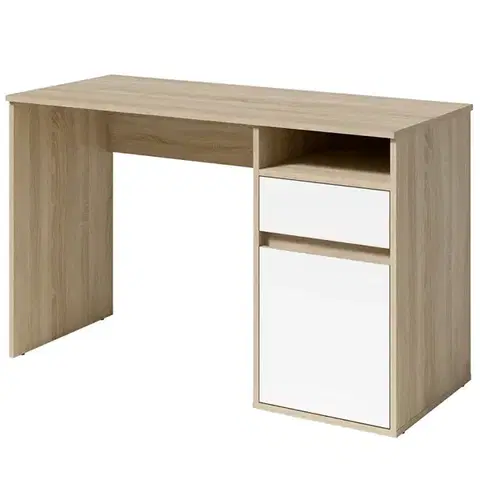 Moderné kancelárske stoly Písací stôl Billa 1d1sz 60 Nfsc B Sonoma/Biela
