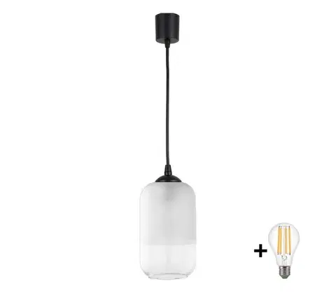 Svietidlá BRILAGI - LED luster na lanku RETRO GLASS 1xE27/60W/230V, priemer 14 cm, čierna/biela NSTK7777+TK6439A