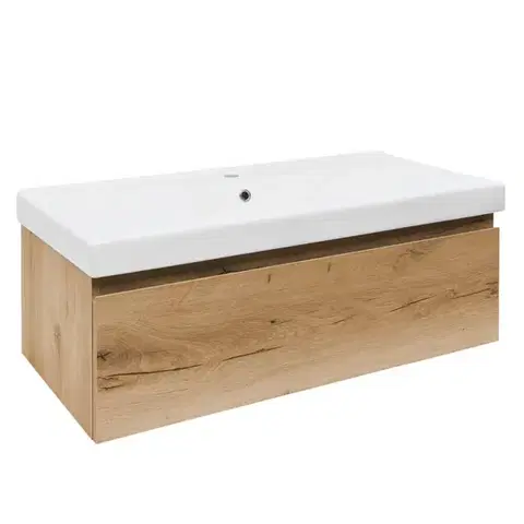 Kúpeľňový nábytok Kúpeľňová skrinka s umývadlom SAT B-WAY 99x30x45 cm dub mat BWAY100OAKU1 BWAY100OAKU1