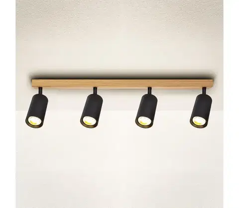 Svietidlá BRILAGI - Bodové svietidlo SELE 4xGU10/30W/230V čierna/dubový dekor WO-SELE-BK-WD04-OEM