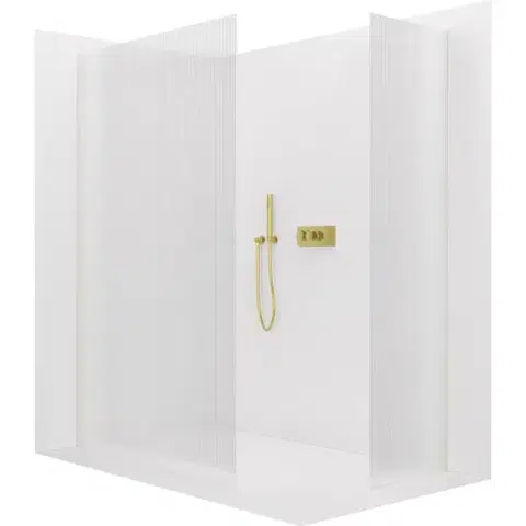 Sprchové dvere CERANO - Sprchová zástena Walk-in Crystal TL/P - 8 mm - bezvzperový systém - zlatá, ryhované sklo - 160x120x200 CER-8050BD5794