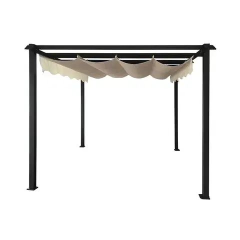 Pergoly NABBI Handan hliníková pergola 300x300 cm čierna / béžová
