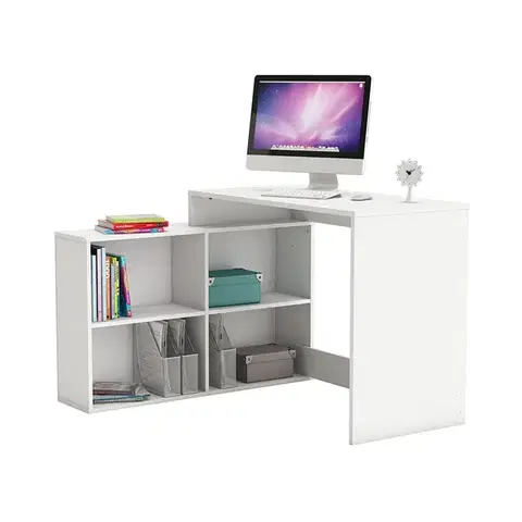 Písacie a PC stoly Rohový písací stôl CORNER biely