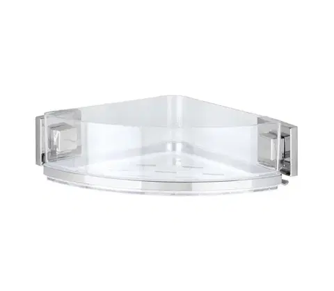 Svietidlá WENKO 22686100-Rohová polica VACUUM-LOC QUADRO ED 28x19,5 cm strieborná/priehľadná 22686100