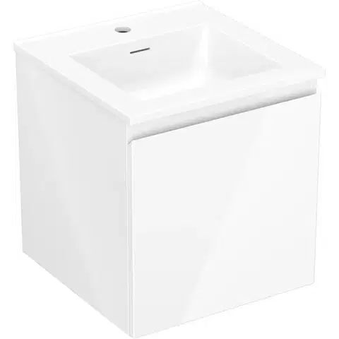 Kúpeľňový nábytok MEXEN/S - Orio kúpeľňová skrinka 45 cm s umývadlom Otis, 1 šuplík, biela lesk 91A10-04547-1-BF00-W18M00