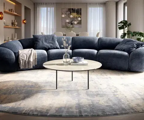 Konferenčné stolíky DELIFE Konferenčný stolík Edge okrúhly 90×90 cm keramika onyx šampanské Trive kov čierna